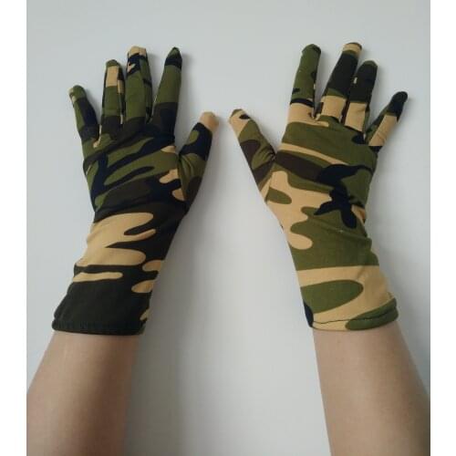 Camouflage leopard zebra print glove Womens spandex short Gloves Cosplay Gloves Halloween Cosplay Accessories