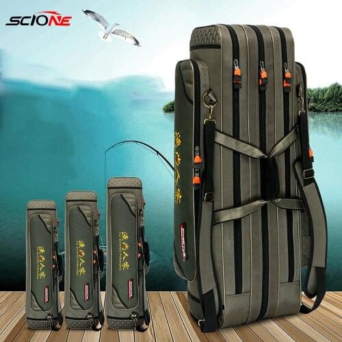 80cm/90cm/120cm Fishing Bag 2/3 Layer Thicken Oxford Fishing Rod Bag Waterproof Durable Shoulder Handbag Fish Tackle Bag XA201G