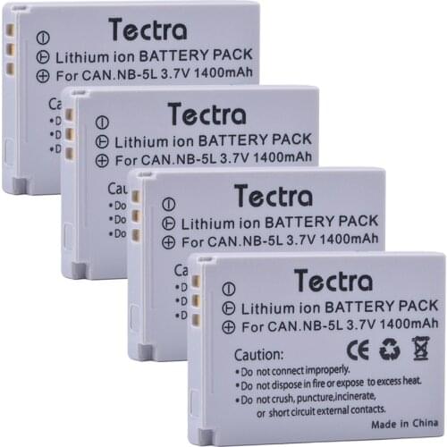 Tectra 4xNB-5L NB5L Battery for Canon PowerShot S100 S110 SD700 SD800 SD900 SD990 SX200 SX210 SX220 SX230