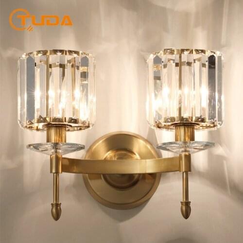 TUDA Post Modern Luxury Crystal Wall Lamp for Bedroom Bedside Lamp Aisle Stairs Living Room Wall Light Wall Decor Corner Lamp
