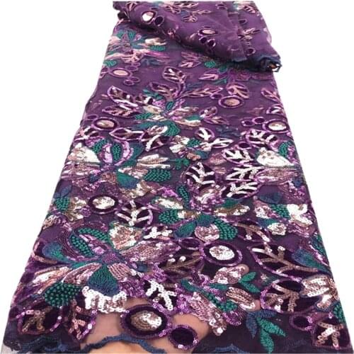 Embroidery French sequins Swiss net high quality Nigerian African tulle mesh cord lace fabric for dress 5 y/lot RF-210