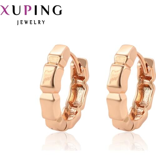 Xuping Fashion Earring Rose Gold Color Elegant Hoop Earrings for Women Popular Design Jewelry Mothers Gift 96754