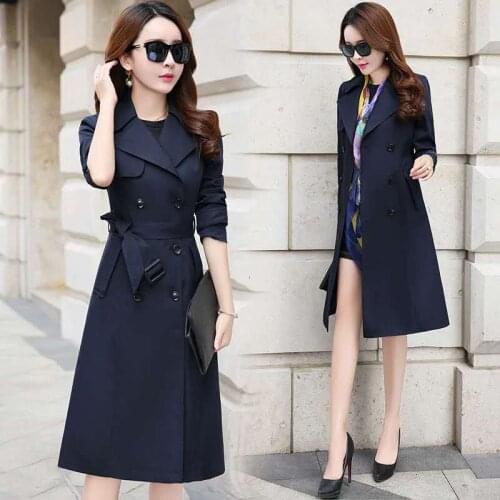 Women Spring Autumn New Fashion Windbreaker Female Trench Long Sleeve Outwear With Belt Ladies Casual Business Overcoat Z14