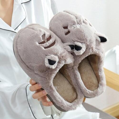 Women Slip On Plush Slippers Ladies Cartoons Warm Indoor Flat Shoes Woman Casual Home Lovely Slipper Female Footwear Shoe 2020