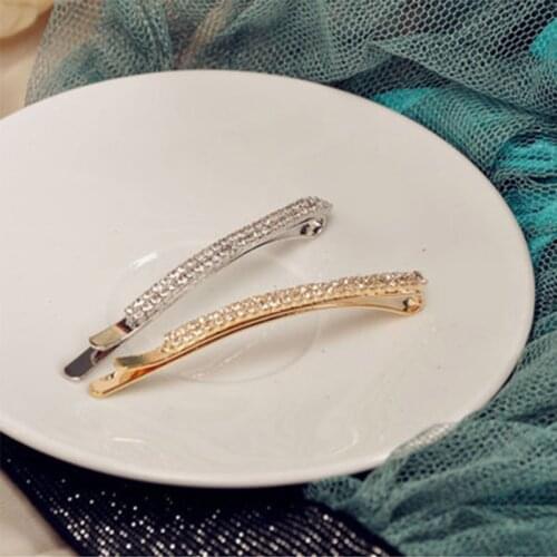 Double Rows Shiny Crystal Metallic Golden Silver Plated Hair Pins and Clips Headwear Women Hair Accessories