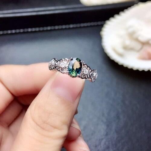 Natural blue sapphire gem Ring Natural gemstone ring 925 sterling silver trendy Elegant Lace Hollowing women gift party Jewelry