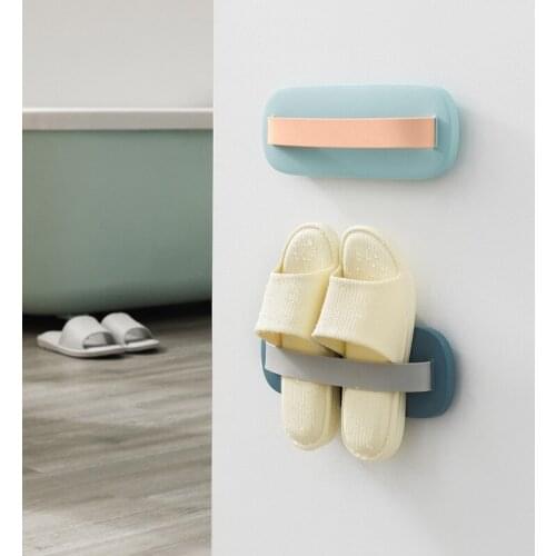 1 Piece Bathroom Organizer Punch-Free Slipper Hanging Drain Holder Shelf Household Self-Adhesive Wall Mounted Shoe Storage Rack