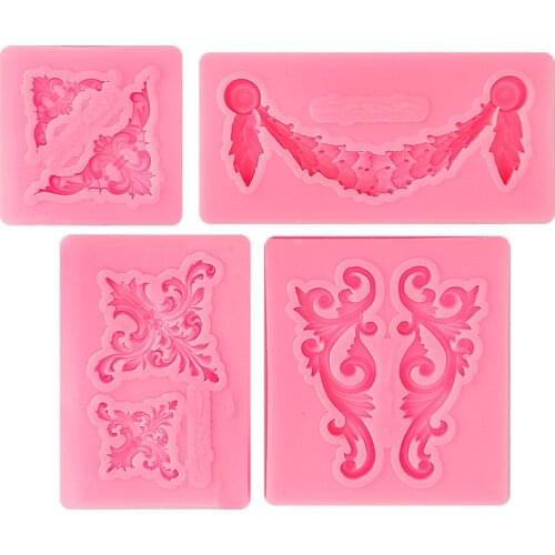 1pcs new style European retro relief building fondant chocolate mold fudge cake silicone mold cake decoration epoxy resin mold