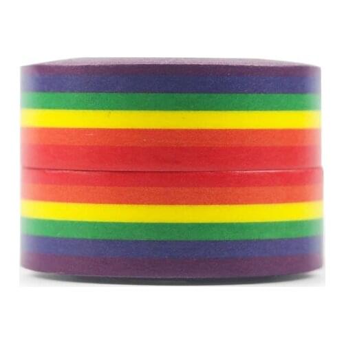 1PC Rainbow Washi Tape School Supplies Stationery Tape Office Stationery 15mm