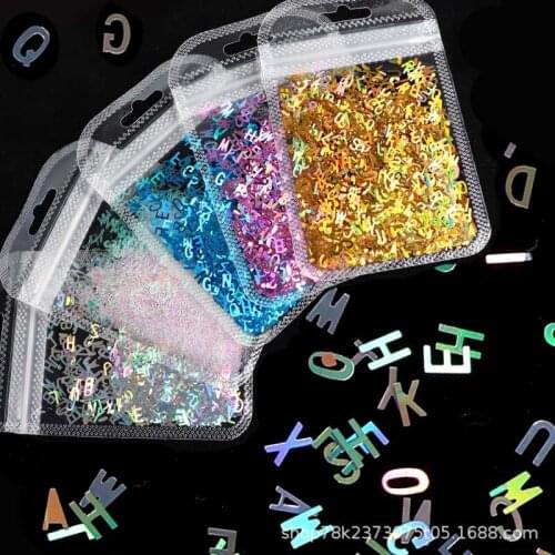 2g/ Bag Glitter Sequins Nail, 12 Colors Holographic Letters Paillette Ongles, Nail Decorations Manicure Accessories Flakes#DXM23
