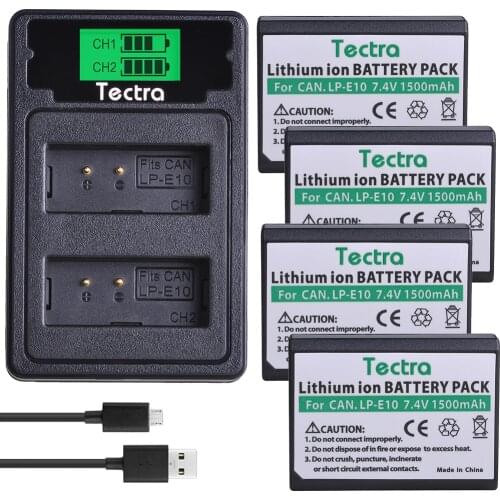 4PCS LP-E10 LP E10 LPE10 Digital Camera Battery for Canon 1100D 1200D 1300D Rebel T3 T5 KISS X50 X70+LCD USB Type C Charger