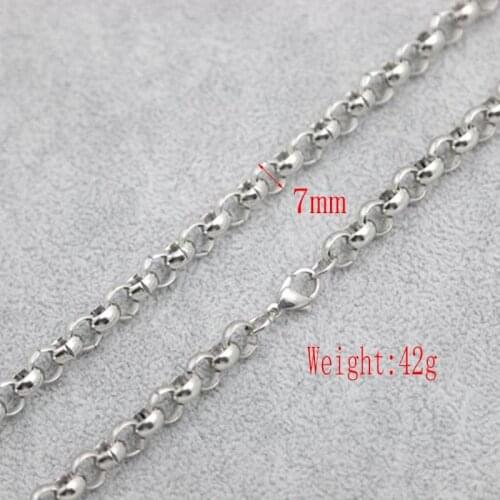 5pcs New Pattern 316 Stainless Steel 24inch 7mm rolo necklace Chains for lockets Pendant Women Men