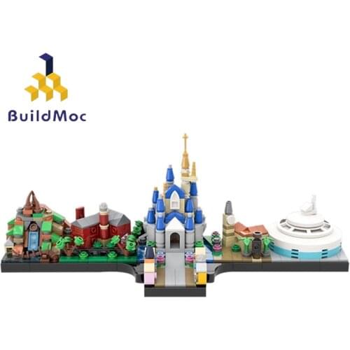 BuildMOC Magic Kingdom Skyline Tree of Lif Cinderellas Castle City Architecture Street View Model Building Blocks Toys Kid Gift
