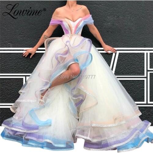 Tiered Long Prom Dresses Robe De Soiree Dubai Kaftans Party Gowns 2019 New Saudi Arabic Islamic Evening Dress Off The Shoulder