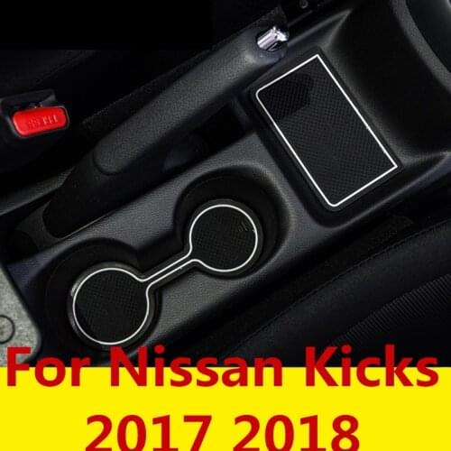 For Nissan Kicks 2017 2018 rubber mat door mat anti-slip Cup pad Interior decoration accessory styling Gate slot pad Accessories