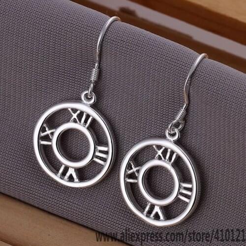 E041 Hot Sale High Quality Silver Clolor Jewelry,Wholesale Jewelry Elegant Charms Fashion Round Hollow Rome Earrings /dgaal