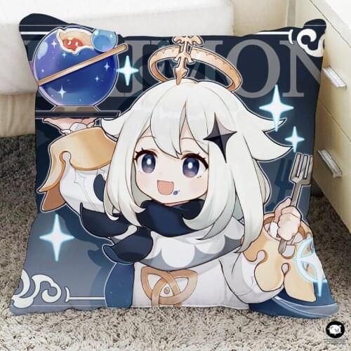 Genshin Impact Game Square Pillow Venti Amber Barbara Paymon Hotaru Klee Cosplay Doll Plush Sofa Thorw Pillow Toy Gifts 14 Style