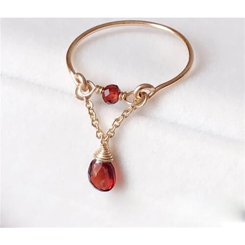 Natural Garnet Knuckle Rings Handmade Gold Filled Jewelry Boho Anillos Mujer Bohemian Jewelry For Women Bague Femme Rings