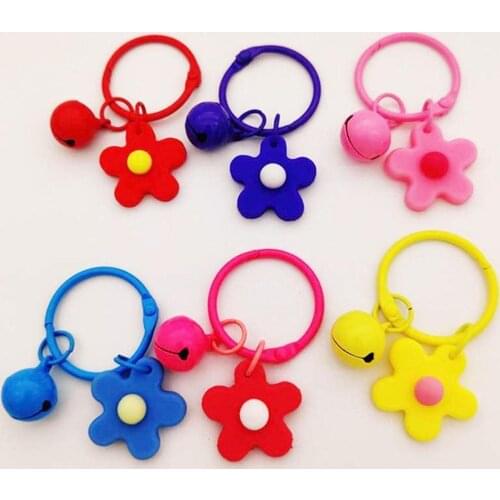 Korean Fashion Small Candy Flower Keychain For Women Girl Bell KeyRing Car KeyChain Bag Charm Pendant Party Jewelry Wholesale