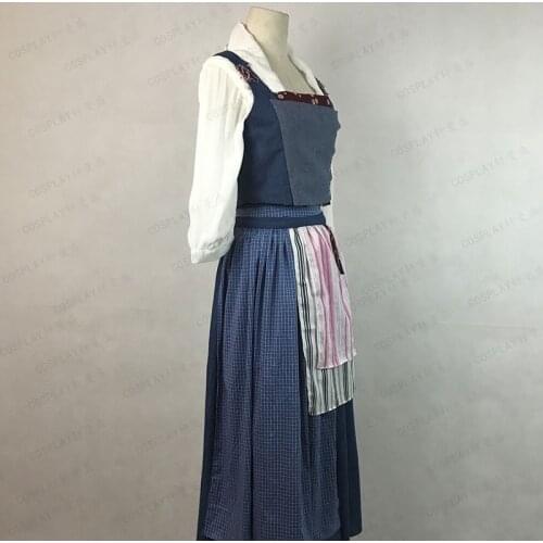 New Movie Belle Cosplay Costume Halloween Costumes For Adult Belle Village Outfit Library Belle Dress