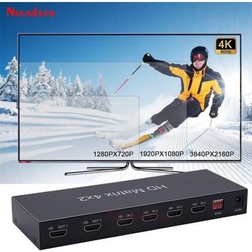 4K HD 2.0 Matrix 4X2 HD 4X2 Matrix with audio HD 4X2 matrix HD matrix Switcher Switch 4 in 2 Splitter 4K 60HZ for PS4 PC HDCP2.2