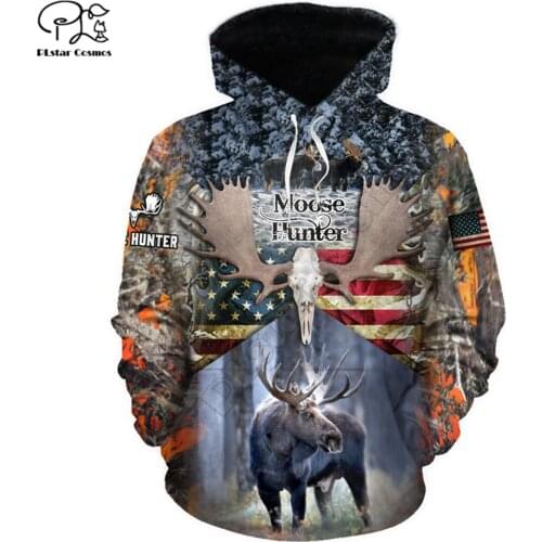 Fashion Moose Hunting USA hoodies 3D printed Sweatshirt Hoodie Harajuku Autumn Streetwear women foe men Casual Tracksuit style-3