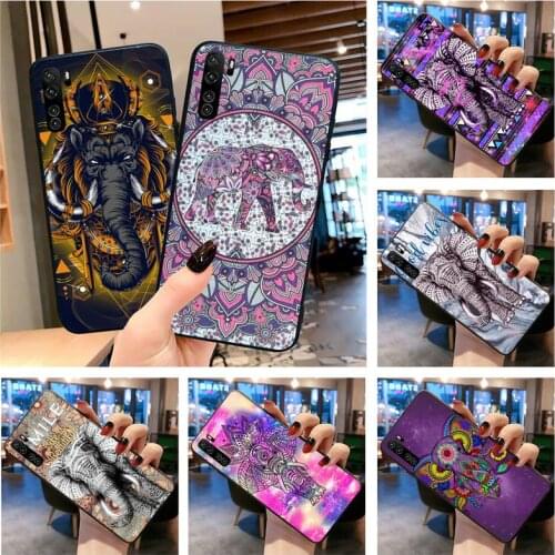 Indian Elephant Animal Totem Black TPU Soft Phone Case for Huawei P40 P30 P20 lite Pro Mate 30 20 Pro P Smart 2019 prime