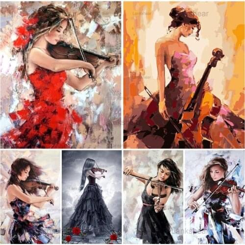 5D Diy Diamond Painting Girl Cross Stitch Kit Full Drill Embroidery Violin Art Picture Mosaic Wall Decoration Handmade Gift
