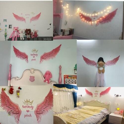 Big Pink Swing Feather Wall Stickers Art Design Wall Decal For Girls Living Room Bedroom Birthday Gift Home Decoration 60*90cm