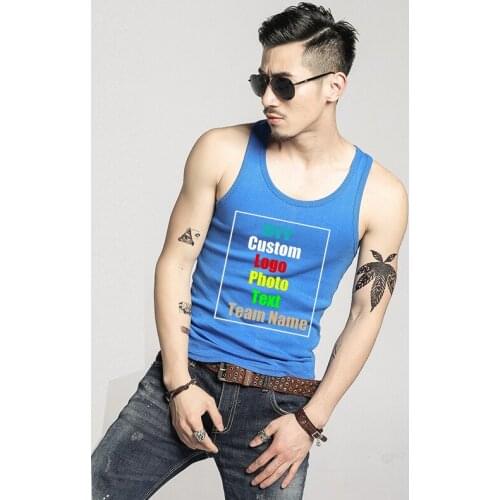 Customize your picture LOGO round neck full back casual vest Summer stretch close-fitting vest, sweat-absorbent