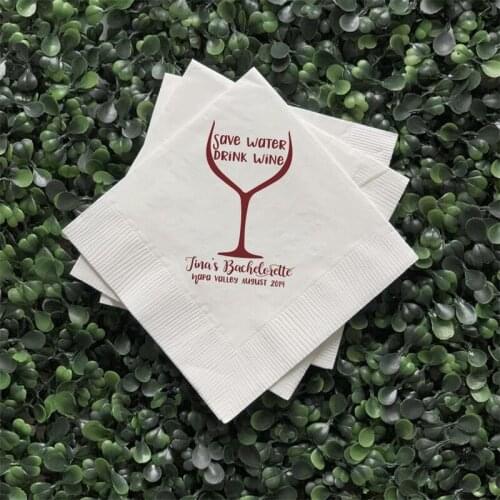 Personalized Bridal Shower Napkins Save Water Drink Wine - - Wine Bridal Shower - Rehearsal Dinner - Engagement Party Napkins