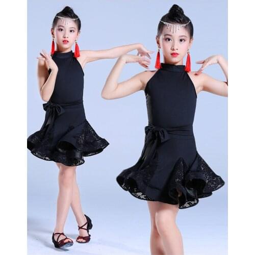 Latin Dance dress for girls ballroom competition lace latin salsa dress kids girl rumba samba spandex children 2018 tango skirt