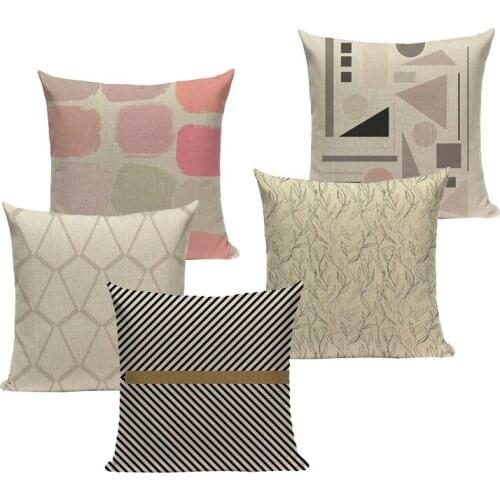 Geometric Lines Strips Pastel Dots Diamond Cushion Cover Art Car Sofa Home Decor Linen Pillow Cover Throw Pillow Pillowcase
