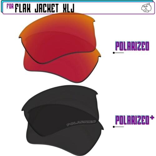 EZReplace Polarized Replacement Lenses for - Oakley Flak Jacket XLJ Sunglasses - Black P Plus-Red P