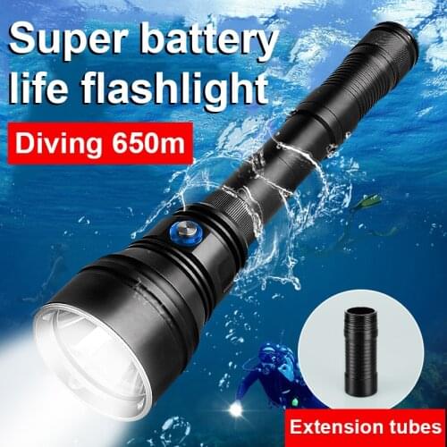 Professional Diving LED Flashlight New High power XHP130 Torch Light IPX8 Rechargeable Flash light 18650 Underwater Lantern Lamp