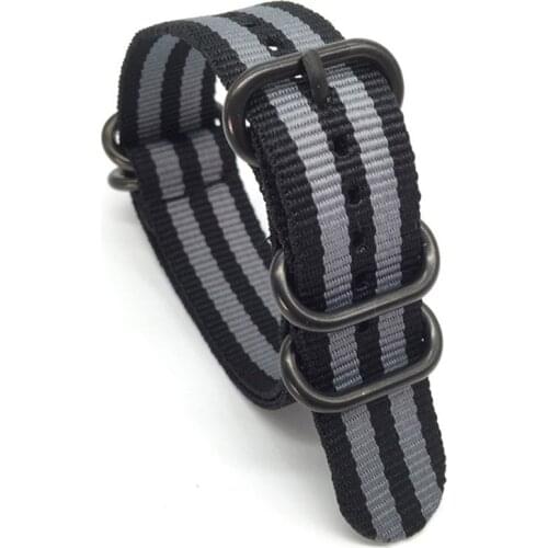 2020 new watch strap 22mm 1PCS Heavy Duty 22MM Nato Watch Strap 3.0 5 rings James Bond Black Buckle Watch Band 5 Colors