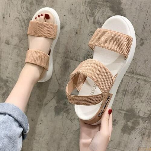 Fashion Comfortable Summer New Style Womens Sandals Stretch Textile Stitching Sandals Casual Outdoor Beach Shoes Womens Sandals