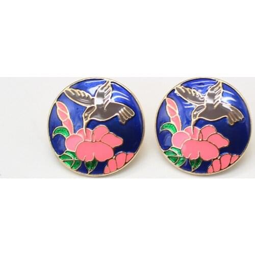 Qingdao act the role ofing drops glaze flower bird colored enamel earrings popular earrings temperament