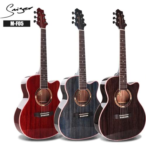 Smiger Solid Manogany Acoustic Guitar Cutaway M-F05 36 Inch Brush-off Vintage Glossy Acoustic Guitar For Beginner Profession