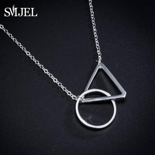 SMJEL Punk Hippe Hollow Round Circle Triangle Necklaces&Pendants Choker Geometric Statement Necklace Women New Year Gift SYXL108