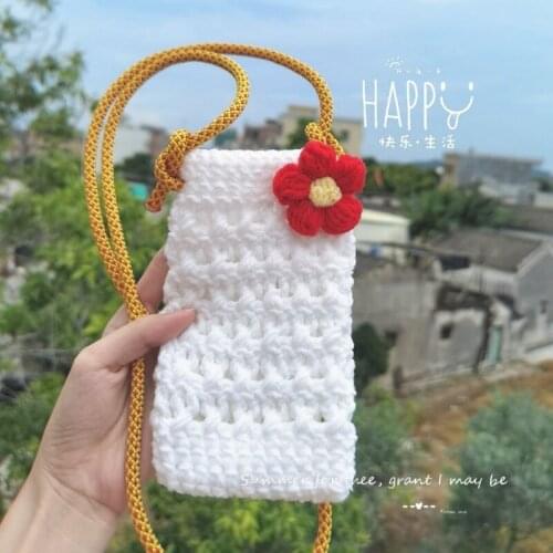 Storage Bags Cute Fashion Mobile Storage Bag Weave Flower Purse Lip Key Storage Bag Versatile Shopping Packaging Bags Bean Bag