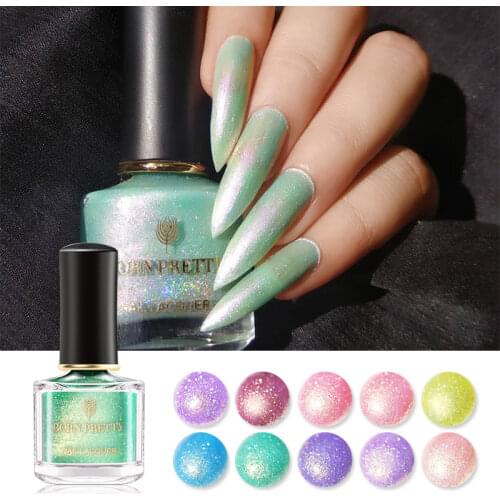 BORN PRETTY Glitter Sequins Nail Polish Shining Quick Drying No Need Cured Polish Holographics Nail Art Design Varnish Base Top