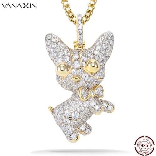 925 Sterling Silver Cute Cat Necklaces & Pendants Rhinestone For Women Men Charm Smooth Collarbone Necklace with 2mm 20" chain