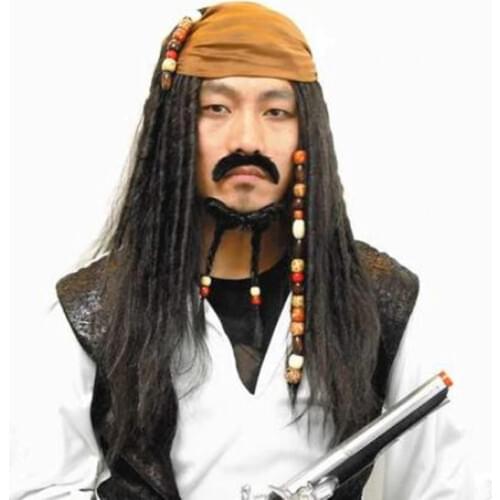 Caribbean pirate hair halloween hair cosplay accessories long straight hair halloween party supplies