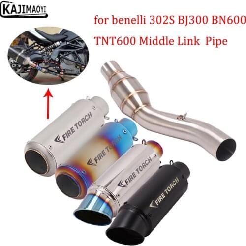 Motorcycle Exhaust System Middle Link Pipe Connecting 51mm MufflerSlip On For Benelli 300 302S 600 BJ300 BN600 TNT600
