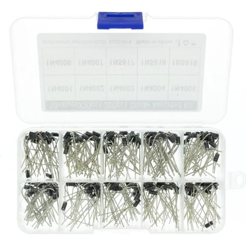10Values x20 200pcs Rectifier Diode Schottky Assortment Electronic kit 1N4001~1N4007 1N5817 1N5818 1N5819 With storage Box