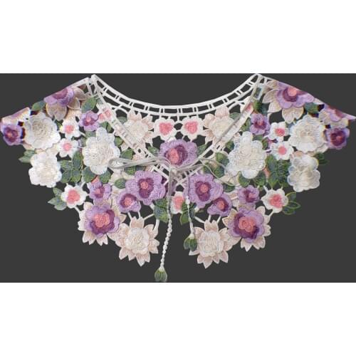 High quality women beautiful lace collar colored Flower DIY embrodiery Lace Collar Sewing Craft Neckline Trimming Decoration