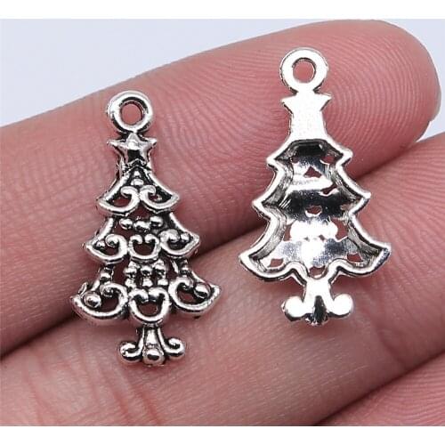 WYSIWYG 20pcs 23x13mm Antique Silver Color Christmas Tree Charms Pendant For Jewelry Making DIY Jewelry Findings