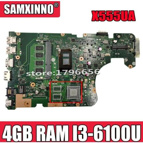 X555UA laptop motherboard For Asus X555UJ X555UF X555UJ X555UQ Mainboard 100% test 4GB RAM I3-6100U CPU