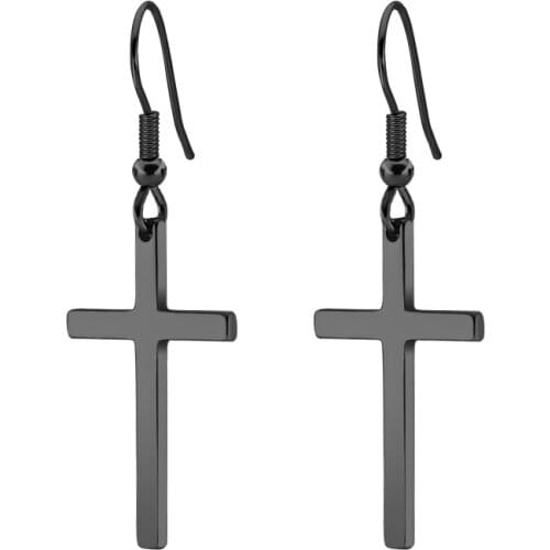 Ethnic Big Cross Long Earrings for Women 3 Colors Titanium Steel Drop Earrings Jewelry Dropshipping bijoux ethnique femmes
